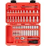 TEKTON Socket+Ratchet Set 1/4&#034; Drive 6-Point Deep/Intermedi<wbr/>ate Hand Tool (56pcs)