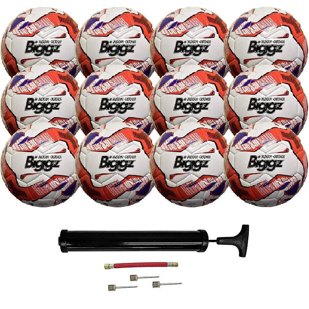 Biggz (12 Pack) Premium Freedom Soccer Ball Size 5 Bulk Wholesale with Pump