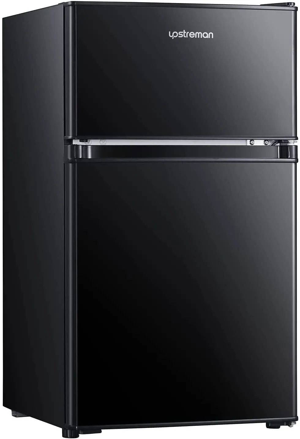 Upstreman 3.2 CU.FT Mini Fridge with Freezer, Double Door Mini Refrigerator ...