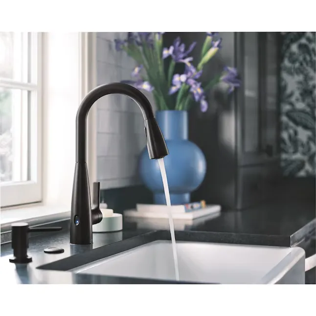 Moen 87627EWBL Haelyn Touchless Single-Handle Pull-Down Sprayer Kitchen Faucet with Motionsense Wave and Power Clean in Matte Black