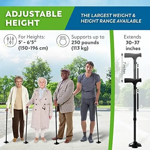 Walking Cane for Men &amp; Women - Foldable, Adjustable, Collapsible, Free Standi...