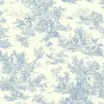 RoomMates York Wallcoverings Ashford Toiles Champagne Toile Prepasted Removable Wallpaper, White/Blue