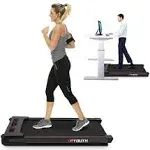 GOYOUTH 2 in 1 Under Desk Electric Treadmill Motorized Exercise Machine with Wireless Speaker Remote Control and LED Display Walking Jogging