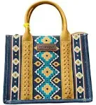 Wrangler Southwestern Navy Canvas Small Tote Bag