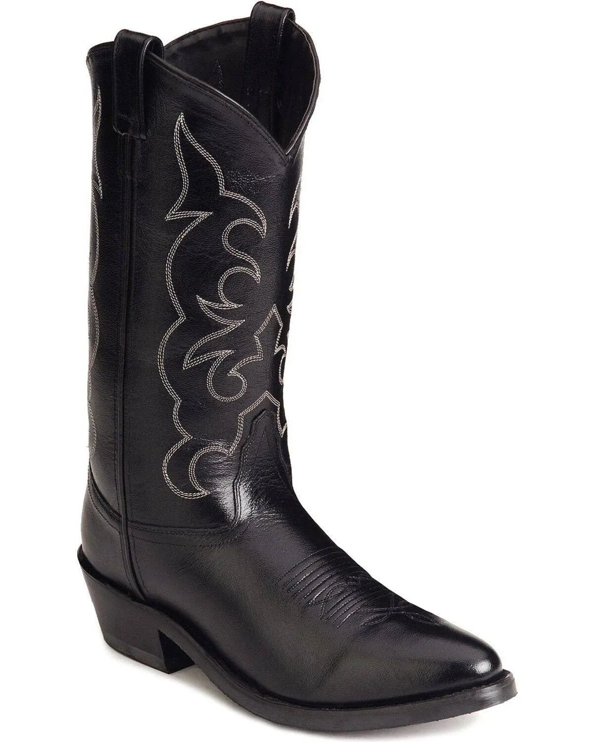 Men's Old West Narrow Round Toe Cowboy Work Boot, Adult, Size: 11.5, Black Leather