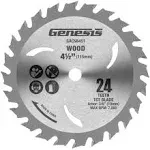 Genesis Circular Saw Blade Premium 4 1/2 Inch 24 Teeth Tungsten Carbide Tipped