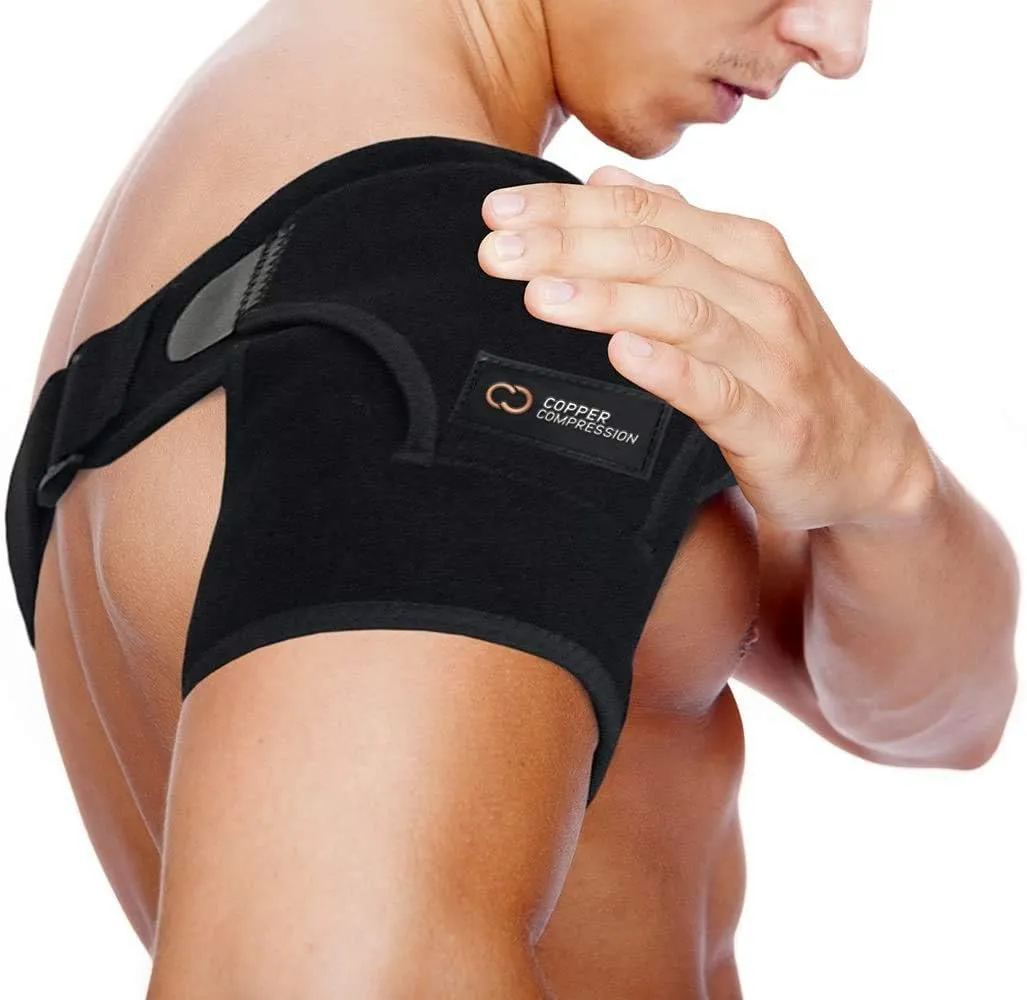 Copper Compression Recovery Shoulder Brace - One Size (Pack of 1), Black 