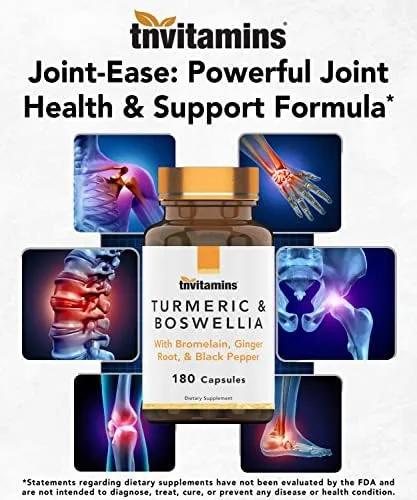 tnvitamins Turmeric & Boswellia Complex (180 Capsules) with Ginger Root , Bromel