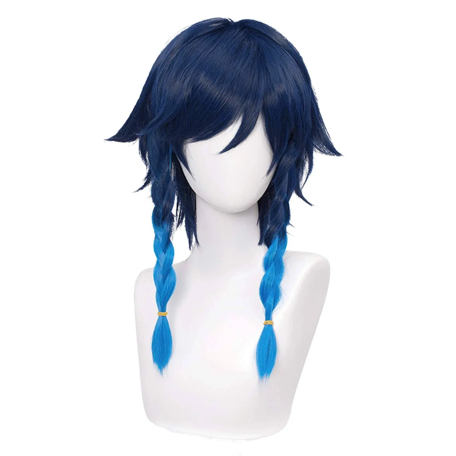 SL Navy Blue Wig for Venti Genshin Cosplay Costume 2 Tone Anime Braided Hair