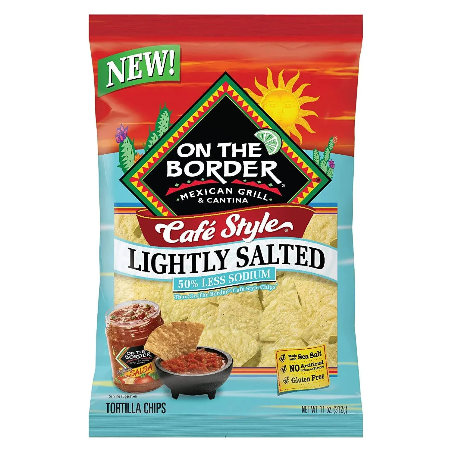 On The Border Cafe Style Tortilla Chips Lightly Salted 11 oz Pack of 3