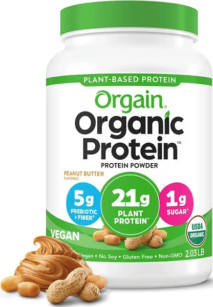 Orgain Organic Vegan Protein Powder, Creamy Chocolate Fudge 21g Plant Protein, 7g Prebiotic Fiber, Low Net Carb, No La