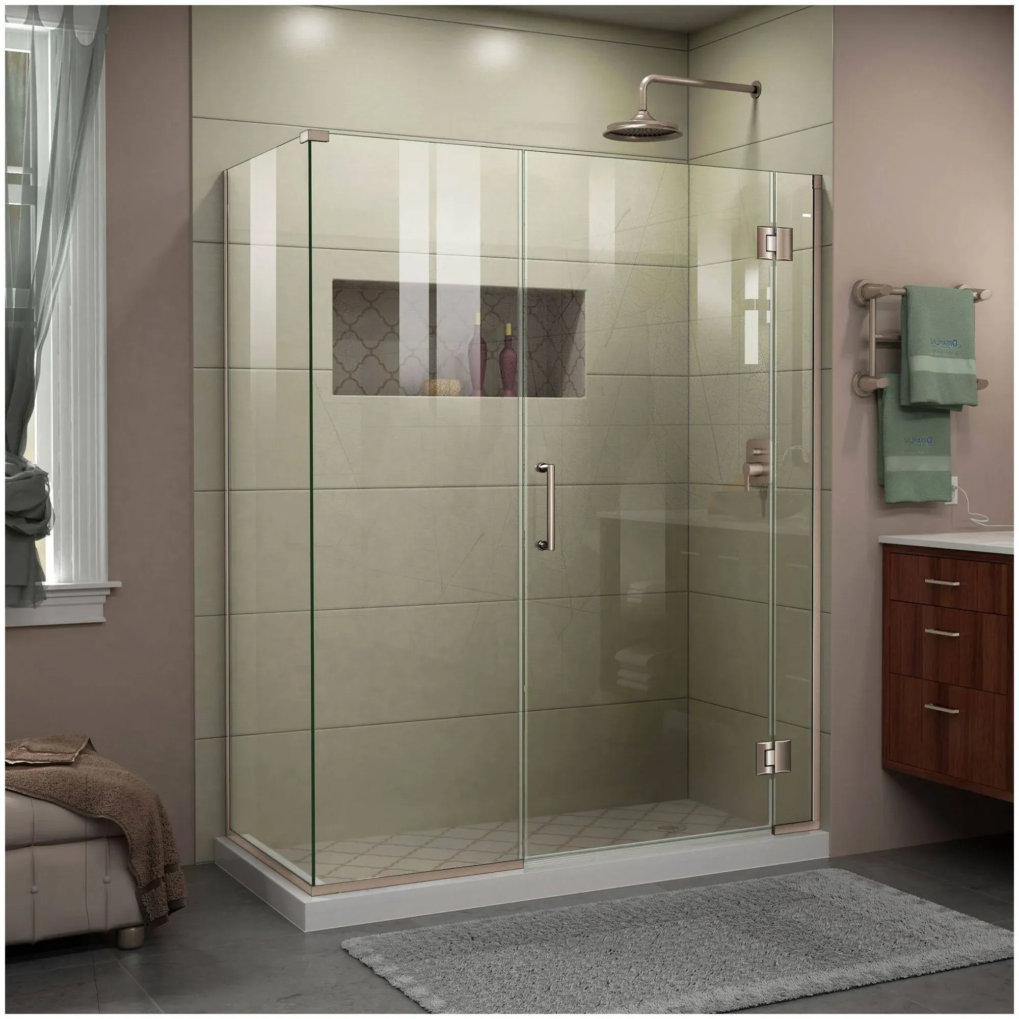 DreamLine Unidoor-X 57 in. W x 30-3/8 in. D x 72 in. H Frameless Hinged Shower Enclosure in Matte Black E1292230-09