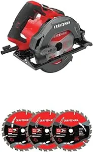 CRAFTSMAN 7-1/4-Inch Circular Saw, 15-Amp with Circular Saw Blade, 24-Tooth Carbide, 3-Pack (CMES510 & CMAS3725243)