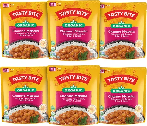 Tasty Bite Organic Indian Channa Masala - Vegan, Gluten-Free (Pack of 6)