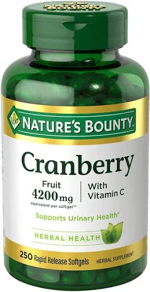 Nature's Bounty Cranberry with Vitamin C Softgels - 4200mg, 250 ct