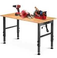 Get The VEVOR Workbench for Garage with 48 Adjustable Workbench, Heavy-Duty Hardwood Worktable, Universal Wheels, 2000 lbs Load Capacity, Power