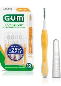 Gum Proxabrush Go-Betweens - Wide, Interdental Brushes Between Teeth, Dental Picks for Plaque Removal, Safe for Braces & Dental Devices, 10ct (4pk)