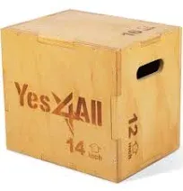 Yes4All 3-in-1 Wooden Plyo Box,Three Different Height, 16&#034; 14&#034; 12&#034;, Natural Wood