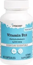 Vitacost Vitamin B-12 Methylcobalami<wbr/>n -- 5000 mcg - 60 Capsules-  EXP. 11/24