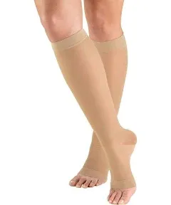 Truform Lites Women's Knee High 15-20 mmHg, Open Toe / Large / Light Beige