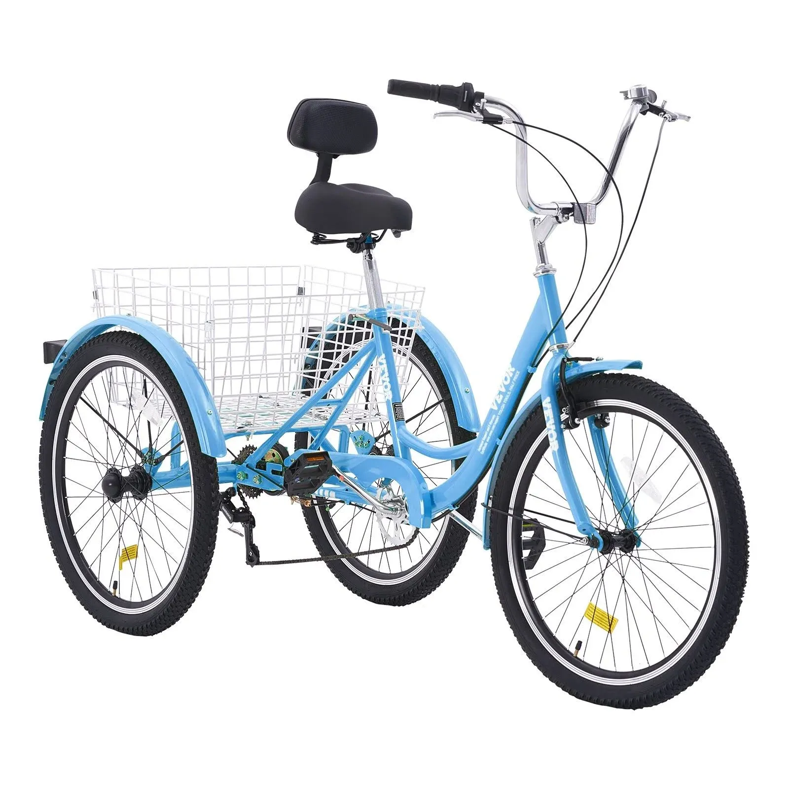 VEVOR 20&#034; Adult Tricycles Bike 3 Wheel Trike Bicycle 7 Speed Carbon Steel Blue