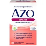 Azo Vaginal Suppositories, 600 mg Boric Acid - 30 vaginal suppositories