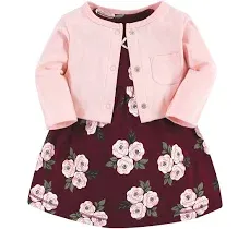 Hudson Baby Baby Girls Cotton Dress and Cardigan Set