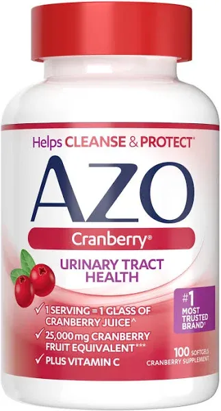 AZO Cranberry Urinary Tract Health 100 Softgels Cleanse &amp; Protect 01/2026^ NEW