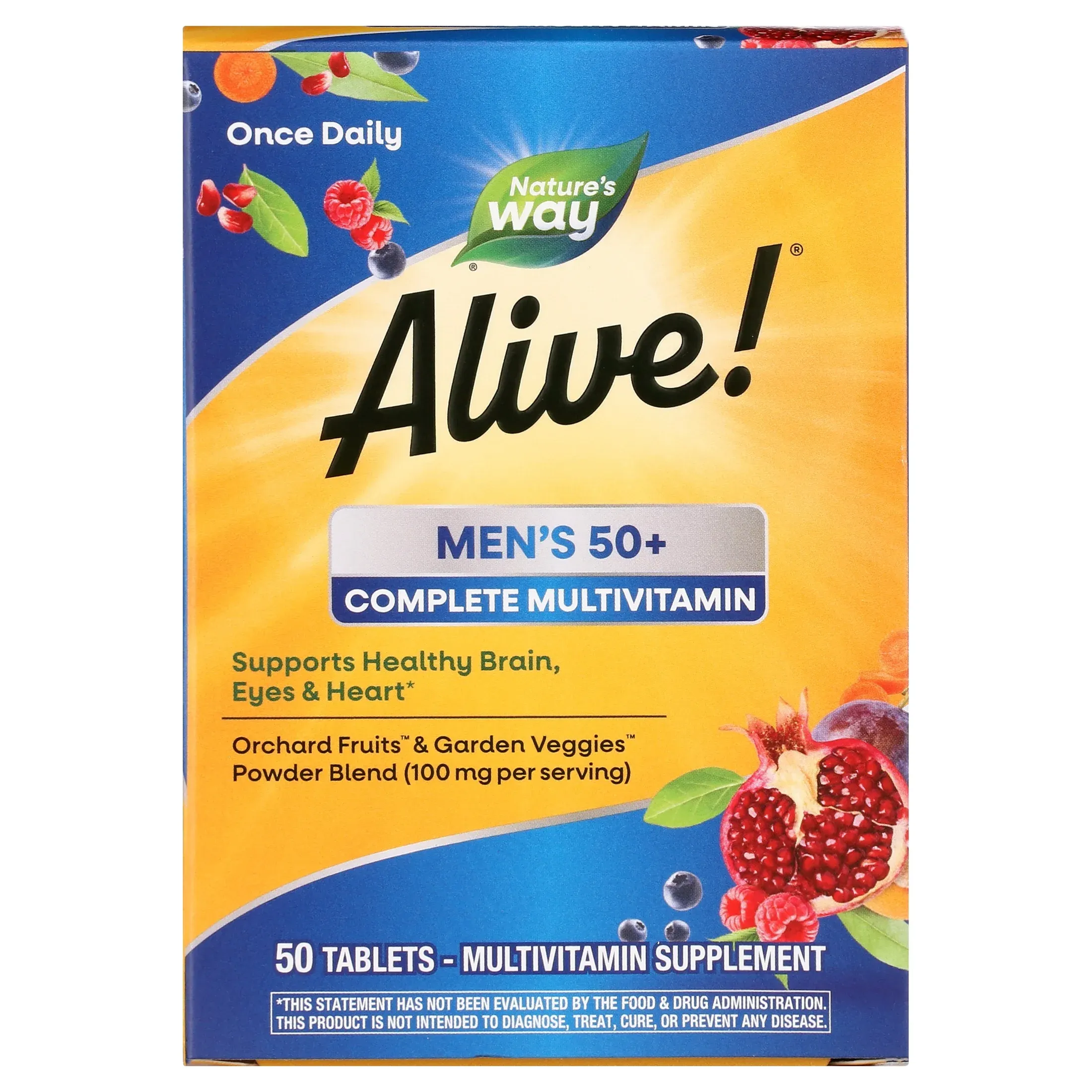 Nature's Way Alive! Men's 50+ Complete Multivitamin Tablets, B-Vitamins, 50 Count