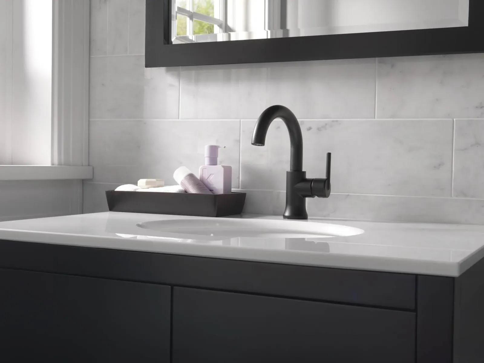 Delta Trinsic Single Handle Bathroom Faucet, Matte Black