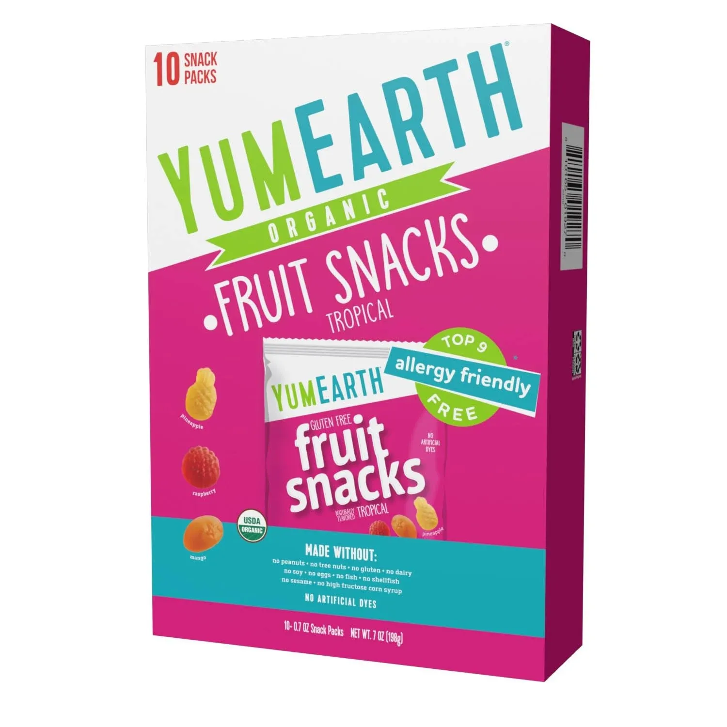 Yumearth Fruit Snacks, Organic, Tropical, Snack Pack - 10 pack, 0.7 oz snack packs