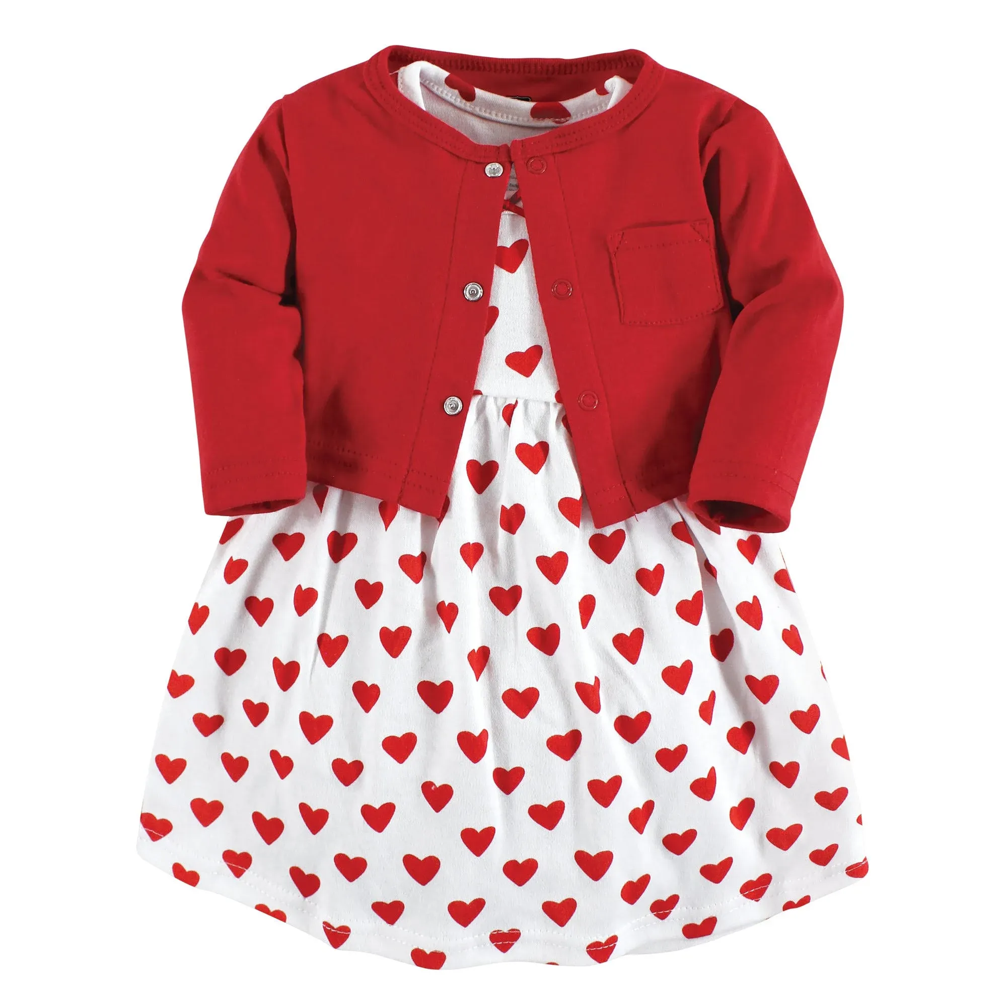 Hudson Baby Baby Girls' Cotton Dress and Cardigan Set