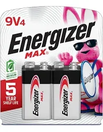 Energizer Max Alkaline 9V Batteries (4 Pack)