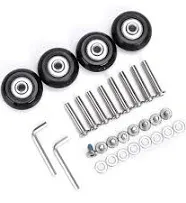 OwnMy 50 x 18mm Set of 4 Luggage Suitcase Replacement Wheels, Rubber Swivel Caster Wheels Bearings Repair Kits (Black)