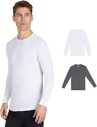 32 Degrees Men's Heat Long Sleeve Baselayer White/Heather Charcoal, Size XL