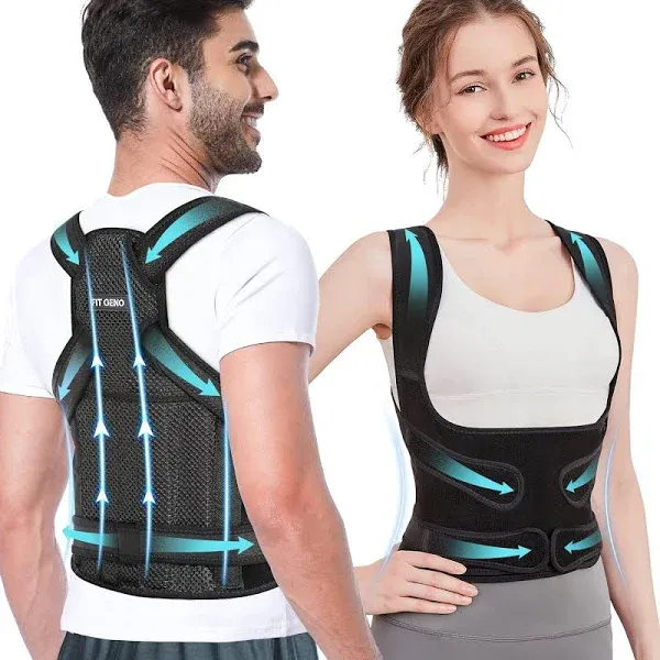 Fit Geno Posture Corrector for Women and Men Adjustable Back Brace & Straightener for Scoliosis