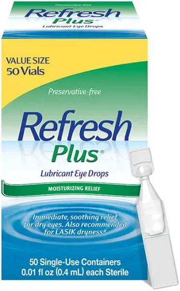 Refresh Plus Lubricant Eye Drops, Single-Use Containers, 70 ea