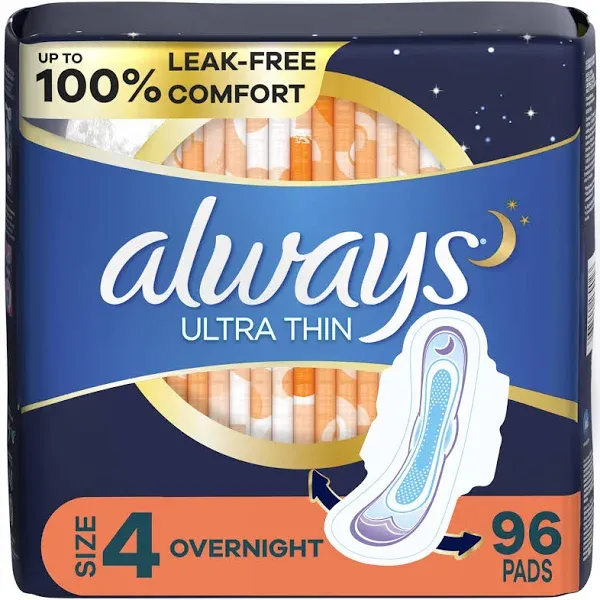 Always Ultra Thin Overnight Pads with Wings