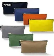 7 Pack Canvas Tool Bag Zipper Pouch Heavy Duty 16 oz. Canvas Tools Utility Pouches