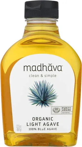 Madhava Organic Light Agave, 100% Pure Blue Nectar | Sugar Alternative | Vegan | Non GMO | Natural Liquid Sweetener, 46 oz. (Pack of 2)