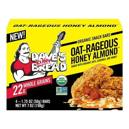 Dave's Killer Bread Oat-Rageous Honey Almond Organic Snack Bars