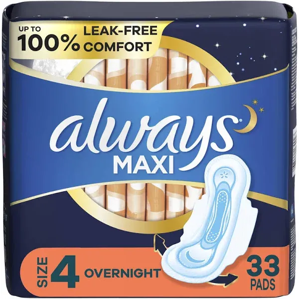 Always Maxi Overnight Pads with Flexi-Wings, Size 4 - 26 count