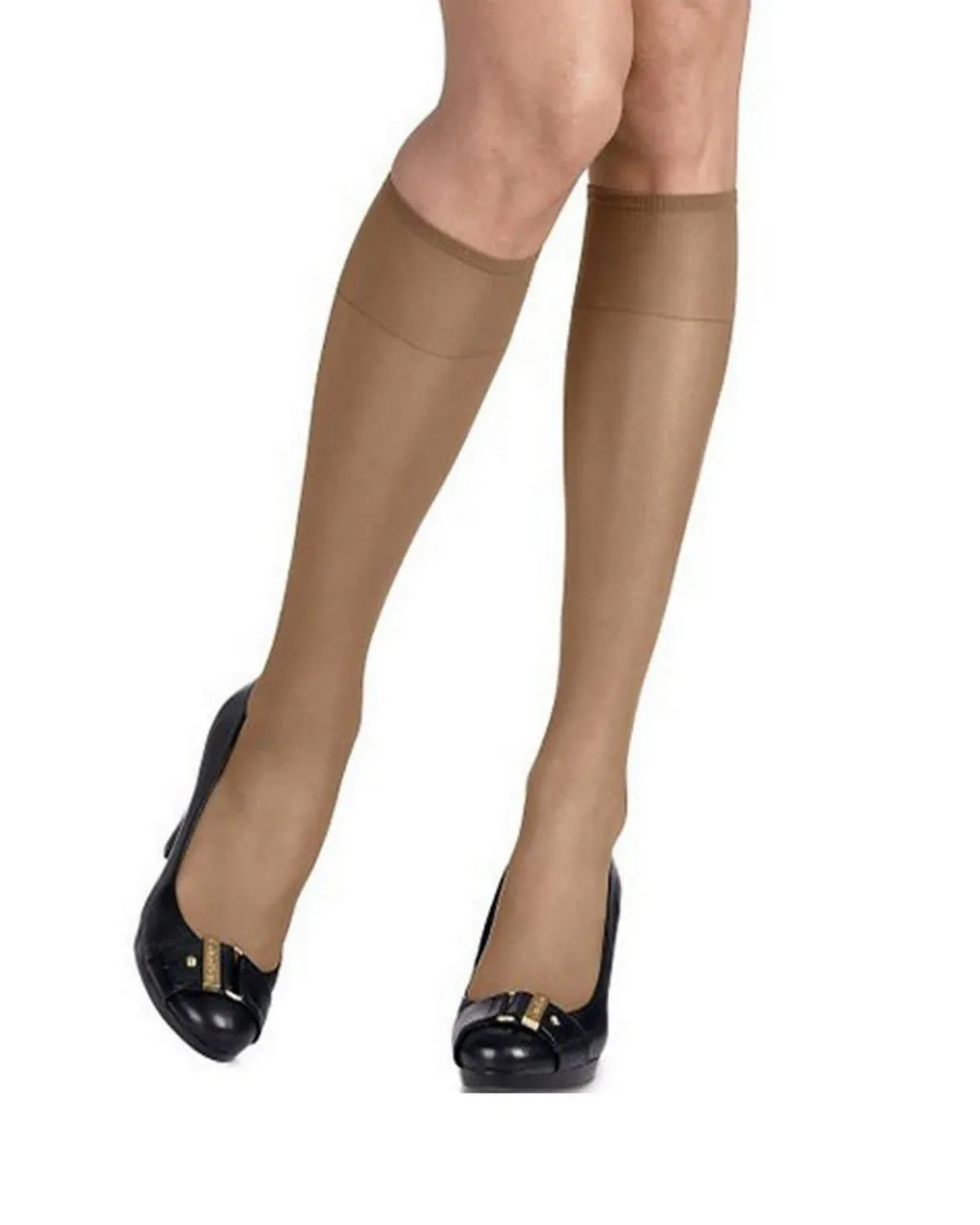 Hanes Silk Reflections Silky Sheer Knee Highs 2-Pack Little Color