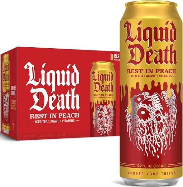 Liquid Death Iced Black Tea Rest in Peach