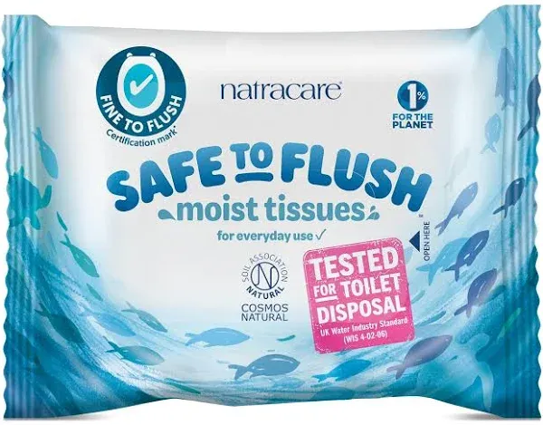 Natracare Safe to Flush Moist Tissues 30 Count