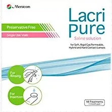 LacriPure Saline Lens Solution For Lens Rinse &amp; Insertion 98 Vials 5ml