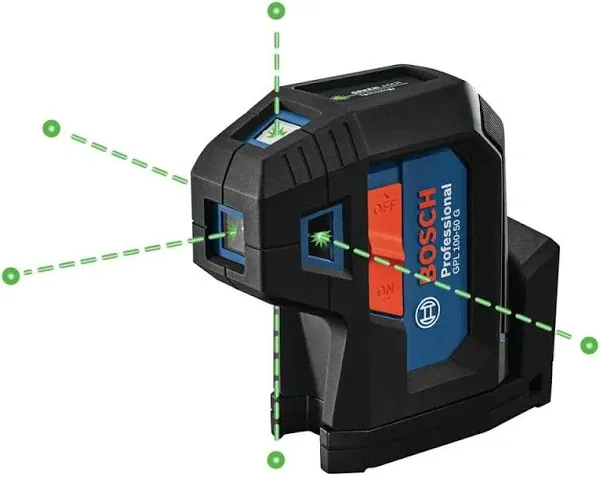 Bosch GPL100-50G Five-point Self-Leveling Alignment Laser, Green Beam