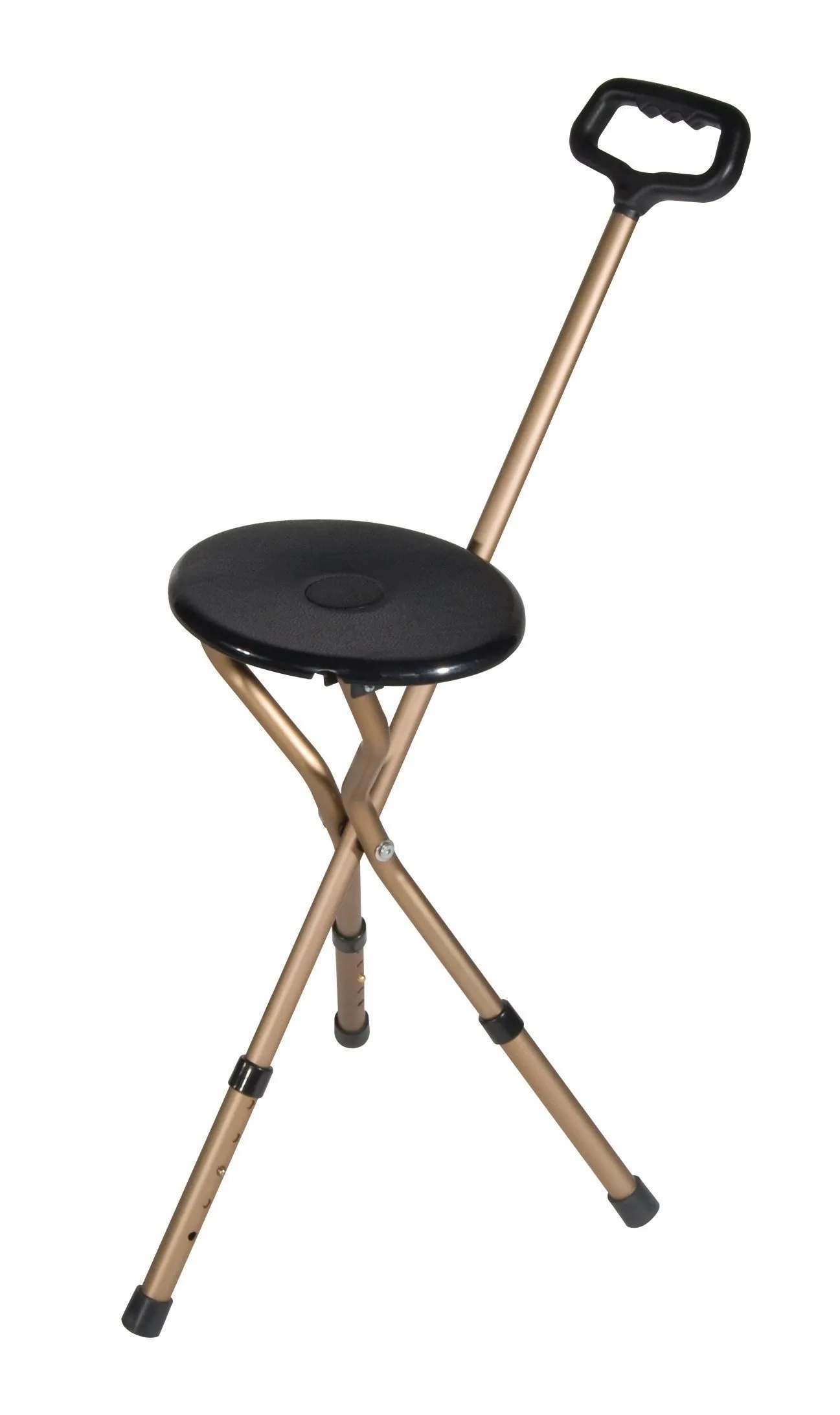 Cane Seat Folding Lightweight Aluminum Adjustable Height Tripod Design Bronze