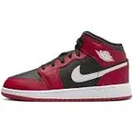 Kids' Jordan Air 1 Mid Shoes Big 5 Black/White/Gym Red