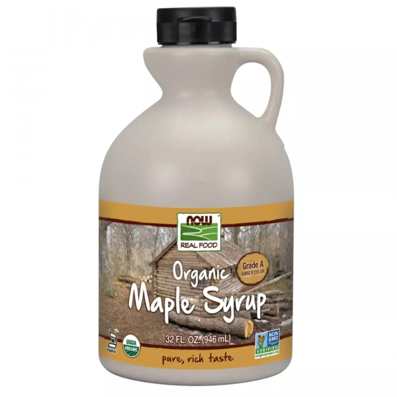 Now Maple Syrup, Organic Grade A Amber Color - 32 fl oz